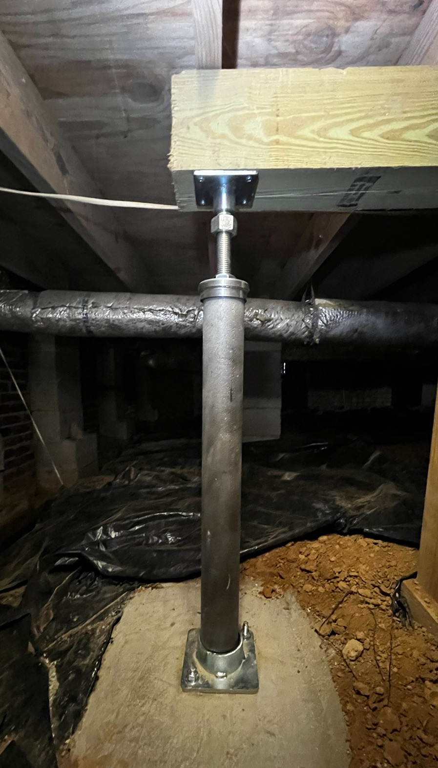 Concrete footer, jack post & drop girder install
